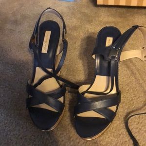 Navy blue wedges! NEVER WORN!